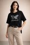Women's Regular Printed Black T-Shirt Cotton Comfortable Cut Casual Stylish T-Shirt