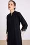 Ferace with Garni and Embroidery Detail on the Sleeves Black 6852 - 5