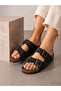 Women's Black Double Buckle Orthopedic Sole Comfortable Daily Slippers - 7