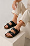Women's Black Double Buckle Orthopedic Sole Comfortable Daily Slippers - 4