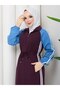 Denim Sleeves Two Thread Cotton Women's Sports Dress with Laces N-05490 _ Purple