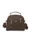 Women's Patterned Daily Crossbody Bag – Brown and Beige with Gold Zipper Detail - 5