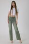 Women's Snow Wash Wide Leg Jean Pants – High Waist Comfort Fit Denim (Green) - 5