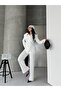 Turn-Down Collar Gold Buttoned Blazer Jacket and Trousers Two-Piece Set - 5