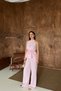 Women's Linen Tie-Detail Halter Neck Blouse and Wide-Leg Pants Set - 4