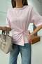 Padded Front Gathered Detail Tshirt Powder