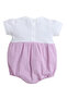 Infant Girls Floral Yoke Bubble Romper with Pink Stripe Bottom - 6
