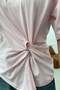 Padded Front Gathered Detail Tshirt Powder - 2