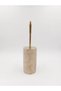 Natural Travertine Marble Stand Stainless Toilet Brush Set Gold Toilet Brush Holder 16X9 cm - 2