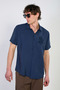 Men's Collar Embroidered Short Sleeve Shirt - Navy Blue - 3