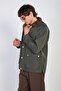 Men's Velvet Shirt Collar Buttoned Jacket - Khaki