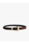 Leather Look Belt with Metal Buckle - 2