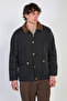 Men's velvet shirt collar buttoned jacket - black - 4