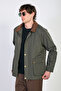 Men's Velvet Shirt Collar Buttoned Jacket - Khaki - 2