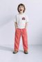 Children's Straight-Leg Gabardine Trousers Coral Color Elastic Waist Comfortable Fit Casual Trousers