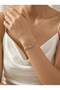 Women's Steel Zircon Stone Flower Pattern Ribbon Bracelet - 2