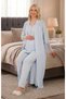 Women's Long Dressing Gown with Lace Detail, Maternity 3-Piece Pajama Set