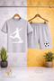 Children's Football Player White Printed Crew Neck 3-Piece T-Shirt - Shorts Set - 3