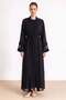 Organza Abaya Set with Stone Detail on Sleeves Black 9449-Tk - 3