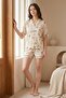 Women's Short Sleeve Shorts Pajama Set Buttoned Cutebear 7518