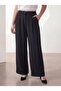 Wide Leg Women's Plus Size Fabric Trousers Black