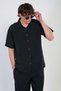 Men's striped loose fit short sleeve shirt - black - 2