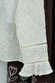 Brode Embroidered Voile Shirt with Flounce Sleeves and Collar -Beige - 7
