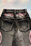 Black Stonewashed Pink Tribal Print Harajuku Y2K Unisex Baggy Pants - 3