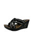 Black Stone Wedge Heeled Women's Slippers High Sole Slippers - 2