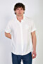 Men's Collar Embroidered Short Sleeve Shirt - White - 3
