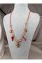 Sea-Themed Red Necklace with Fish Figure and Shell and Coral Detail, Summer Trend Necklace