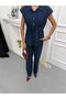 Vatka Shoulder Navy Blue Regular Fit Drawstring Waist Short Sleeve Women's Set - 6