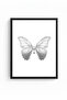 Black Wooden Framed Butterfly Patterned Retro Painting - Natural Art |   Huhu2709 - Single Table Black Frame - 2
