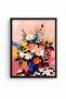Natural Wood Framed Floral Pattern Painting - Vibrant Spring Tones |   Huhu1764 - 2