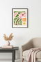 Black Wood Framed Retro Boho Floral Art Print - Pastel Tones |   Huhu2565 - Single Table Black Frame