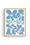 Natural Wood Framed Botanical Floral Painting - Retro Pastel Pattern |   Huhu2711 - Single Table Natural Wood Frame - 2