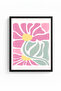 Black Wooden Framed Retro Floral Pattern Painting - Pastel Pink Floral |   Huhu2761 - Single Table Black Frame - 2