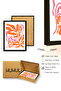 Natural Wood Framed Retro Abstract Painting - Orange Coral Pattern |   Huhu2669 - 3