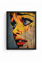 Natural Wood Framed Graphic Patterned Painting - Vibrant Tones |   Huhu1756 - 2