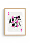 Natural Wood Framed Retro Painting - Pink Calligraphy Lucky You Wall Decor |   Huhu2628 - Single Table Natural Wood Frame - 2