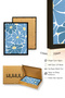 Black Wooden Framed Blue Floral Pattern Retro Painting - Floral |   Huhu2714 - Single Table Black Frame - 3