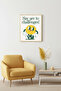 Natural Wood Framed Retro Painting - Pop Art Motivational Message |   Huhu2473 - Single Table Natural Wood Frame
