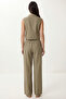 Linen Top and Bottom Set with Gold Accessories Laz0001 Khaki - 5