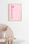 Natural Wood Framed Retro Painting - Amore Paw Prints Pastel Tones |   Huhu2674 - Single Table Natural Wood Frame