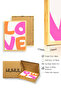 Natural Wooden Framed Pop Art Love Painting - Pink Orange Text |   Huhu2211 - Single Table Natural Wood Frame - 3