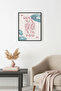 Black Wooden Framed Retro Painting - Boho Style Female Portrait - Pink |   Huhu2553 - Single Table Black Frame
