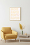 Natural Wood Framed Retro Minimalist Painting - Yellow Text Design |   Huhu2367 - Single Table Natural Wood Frame