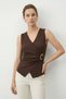Bitter Brown Zero Sleeve Blouse with Accessories 2303