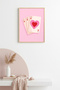 Natural Wood Framed Retro Playing Card Painting - Heart Pattern |   Huhu2853 - Single Table Natural Wood Frame