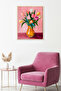 Natural Wood Framed Floral Pattern Painting - Vibrant Colors |   Huhu1976 - Single Table Natural Wood Frame